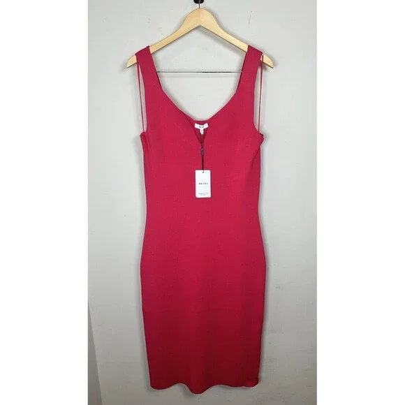 Reiss NWT Coral Pink Midi Dress - Picture 2 of 9